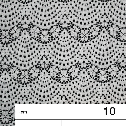 Pizzo Chantilly Elasticizzato | Motivo Geometrico a Ventagli e Fiori Piccoli | Senza Bordo | H 140 cm | FSW1122