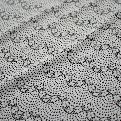 Pizzo Chantilly Elasticizzato | Motivo Geometrico a Ventagli e Fiori Piccoli | Senza Bordo | H 140 cm | FSW1122