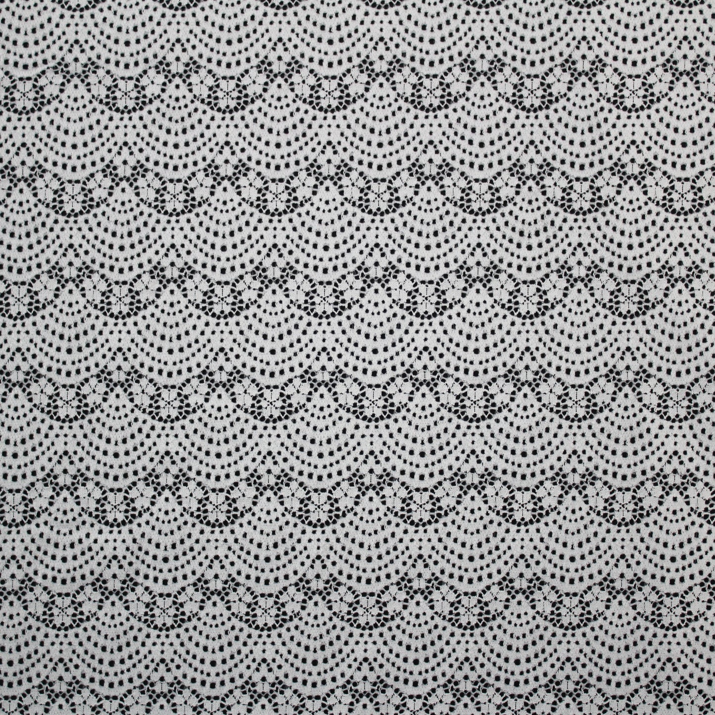 Pizzo Chantilly Elasticizzato | Motivo Geometrico a Ventagli e Fiori Piccoli | Senza Bordo | H 140 cm | FSW1122