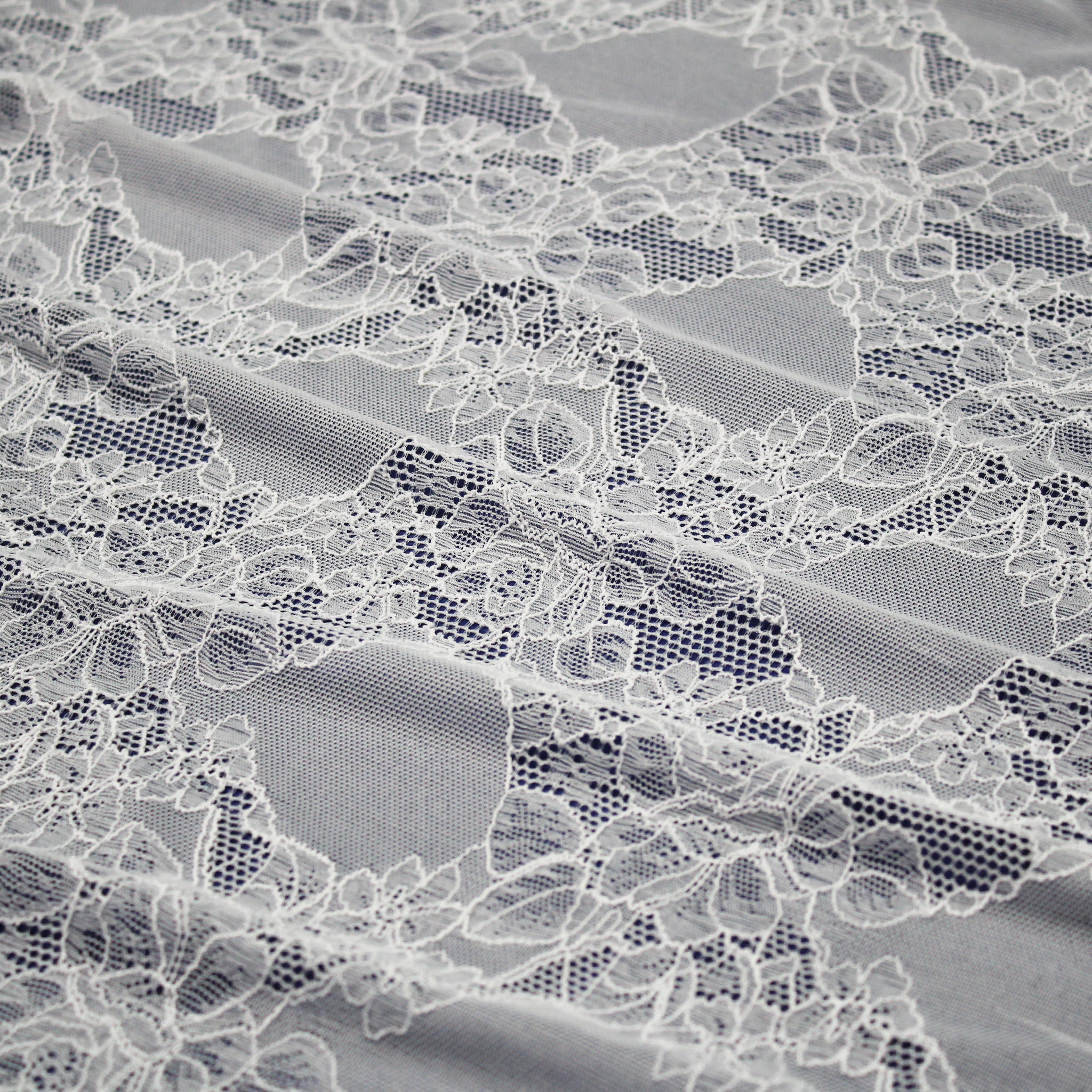 Stretch Chantilly Lace with Roses and Flower Petals