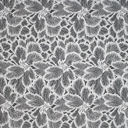 Pizzo Chantilly Filet | Fiori Grandi a Campo Pieno Effetto Lurex | H 140 cm | FW2482