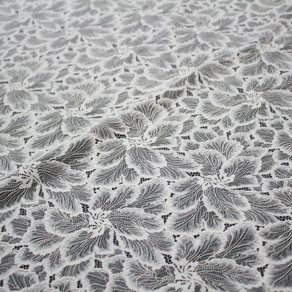 Pizzo Chantilly Filet | Fiori Grandi a Campo Pieno Effetto Lurex | H 140 cm | FW2482