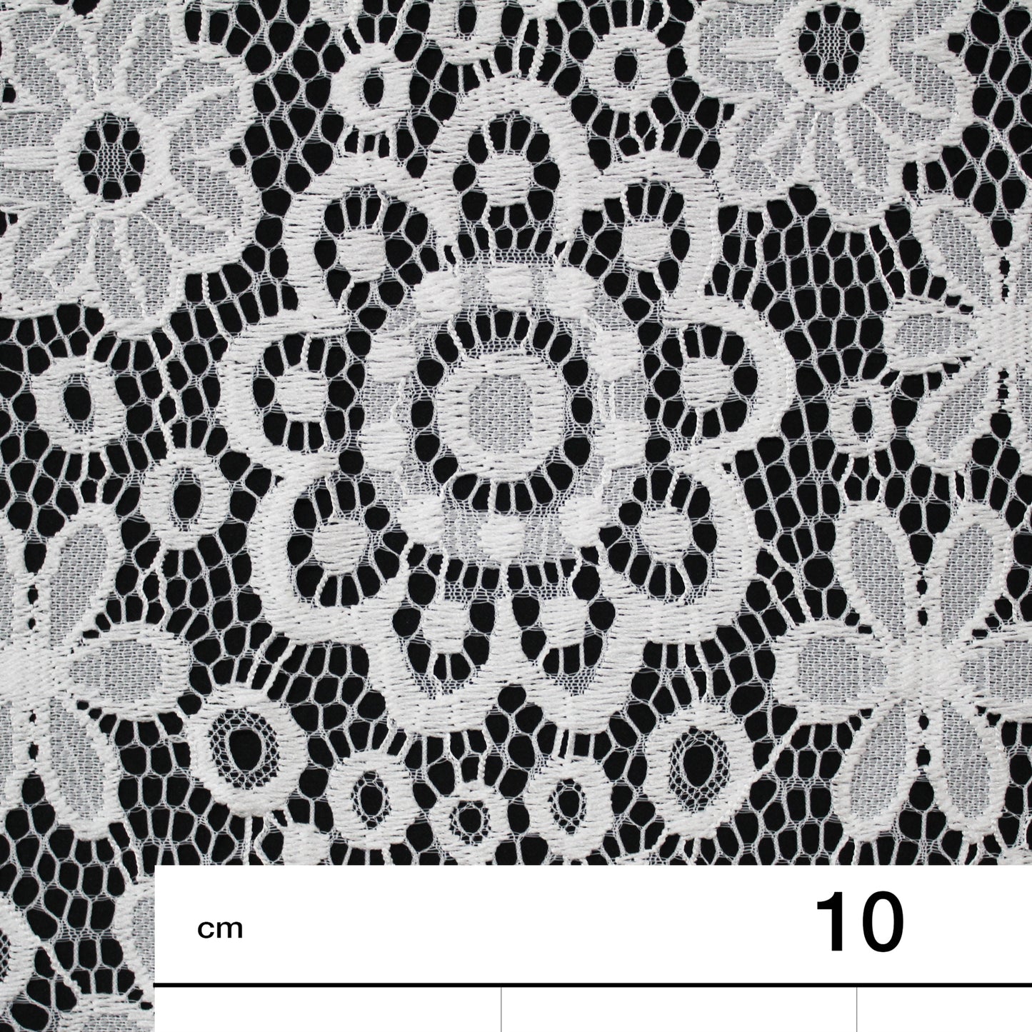 Pizzo Chantilly Filet | Fiori Margherite a Campo Pieno | Doppio Smerlo | H 140 cm | FW3481