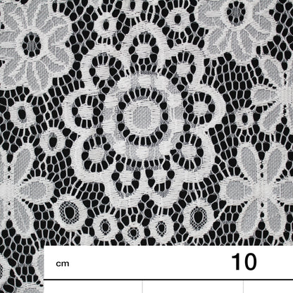 Pizzo Chantilly Filet | Fiori Margherite a Campo Pieno | Doppio Smerlo | H 140 cm | FW3481