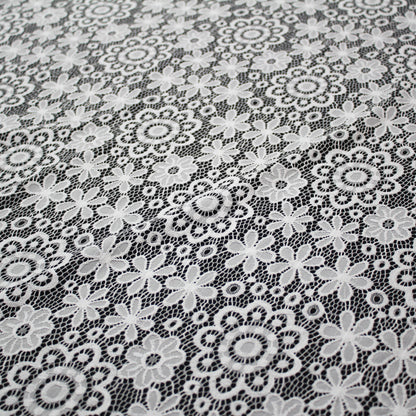 Pizzo Chantilly Filet | Fiori Margherite a Campo Pieno | Doppio Smerlo | H 140 cm | FW3481