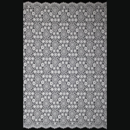 Pizzo Chantilly Filet | Fiori Margherite a Campo Pieno | Doppio Smerlo | H 140 cm | FW3481