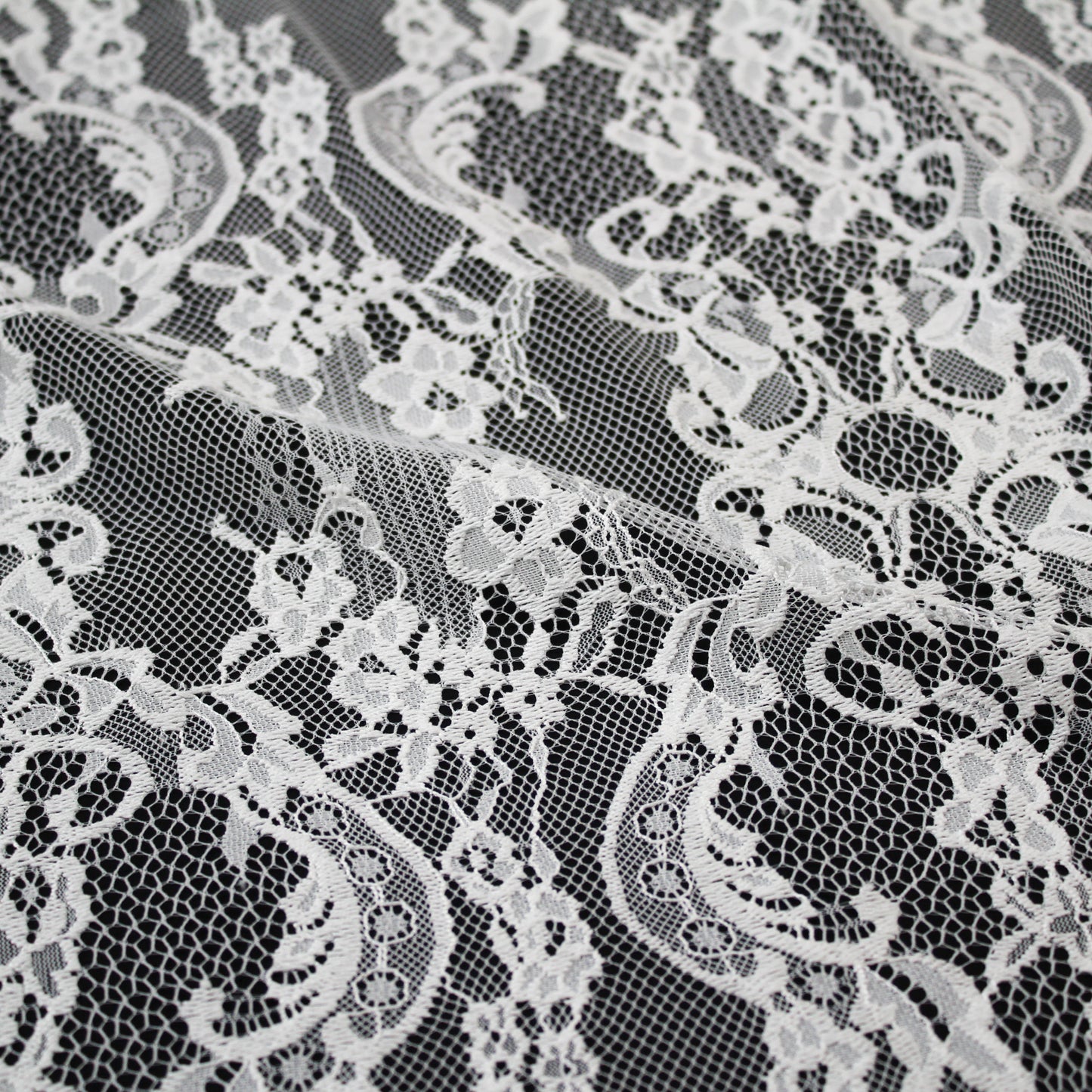 Pizzo Chantilly Filet | Motivo Arabesco | Doppio Smerlo | H 140 cm | FW3489