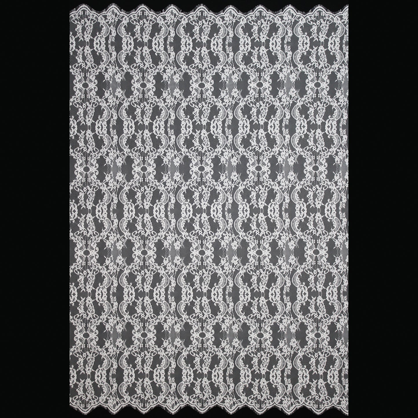 Pizzo Chantilly Filet | Motivo Arabesco | Doppio Smerlo | H 140 cm | FW3489