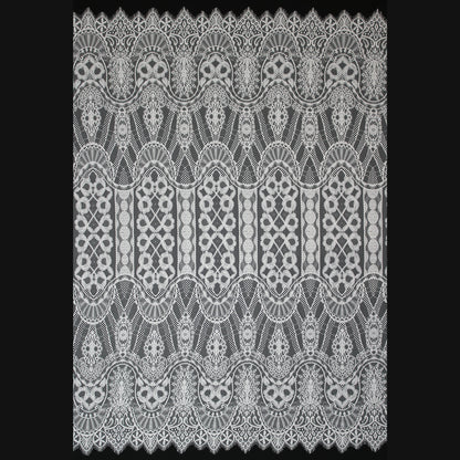 Pizzo Chantilly Filet | Motivo Arabesco, Fiori e Archi | Doppio Bordo | H 140 cm | FW3483