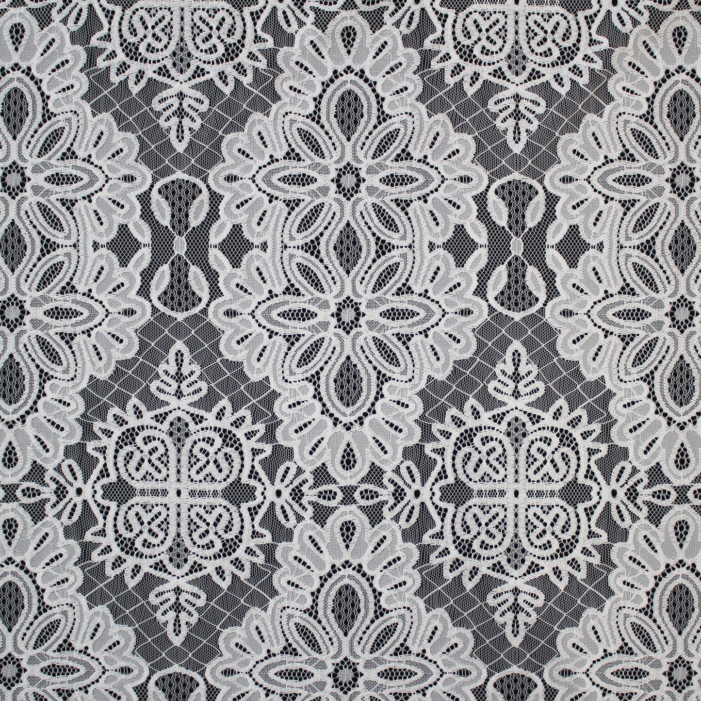Pizzo Chantilly Filet | Motivo Arabesco Geometrico | Doppio Bordo Alto | H 140 cm | FW3480