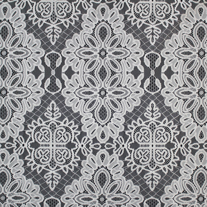 Pizzo Chantilly Filet | Motivo Arabesco Geometrico | Doppio Bordo Alto | H 140 cm | FW3480