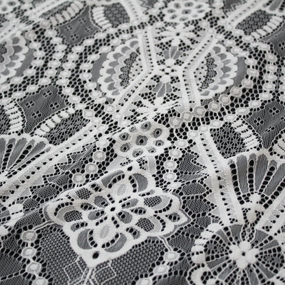 Pizzo Chantilly Filet | Motivo Arabesco Geometrico | Doppio Smerlo | H 140 cm | FW3487