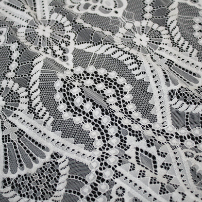 Pizzo Chantilly Filet | Motivo Arabesco Geometrico | Doppio Smerlo | H 140 cm | FW3487