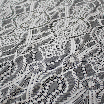 Pizzo Chantilly Filet | Motivo Arabesco Geometrico | Doppio Smerlo | H 140 cm | FW3487