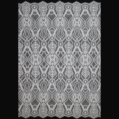 Pizzo Chantilly Filet | Motivo Arabesco Geometrico | Doppio Smerlo | H 140 cm | FW3487