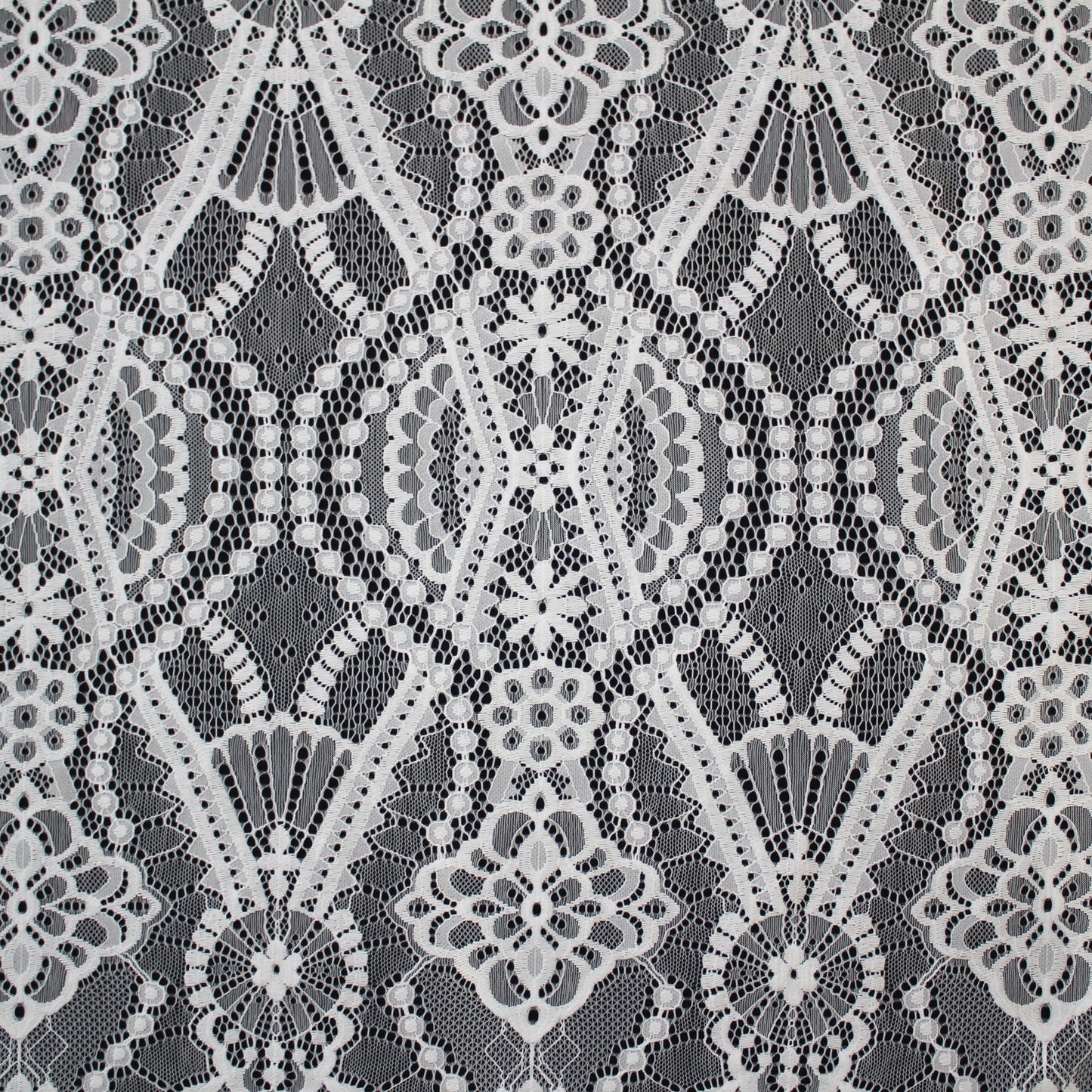 Pizzo Chantilly Filet | Motivo Arabesco Geometrico | Doppio Smerlo | H 140 cm | FW3487