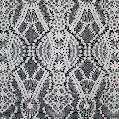 Pizzo Chantilly Filet | Motivo Arabesco Geometrico | Doppio Smerlo | H 140 cm | FW3487