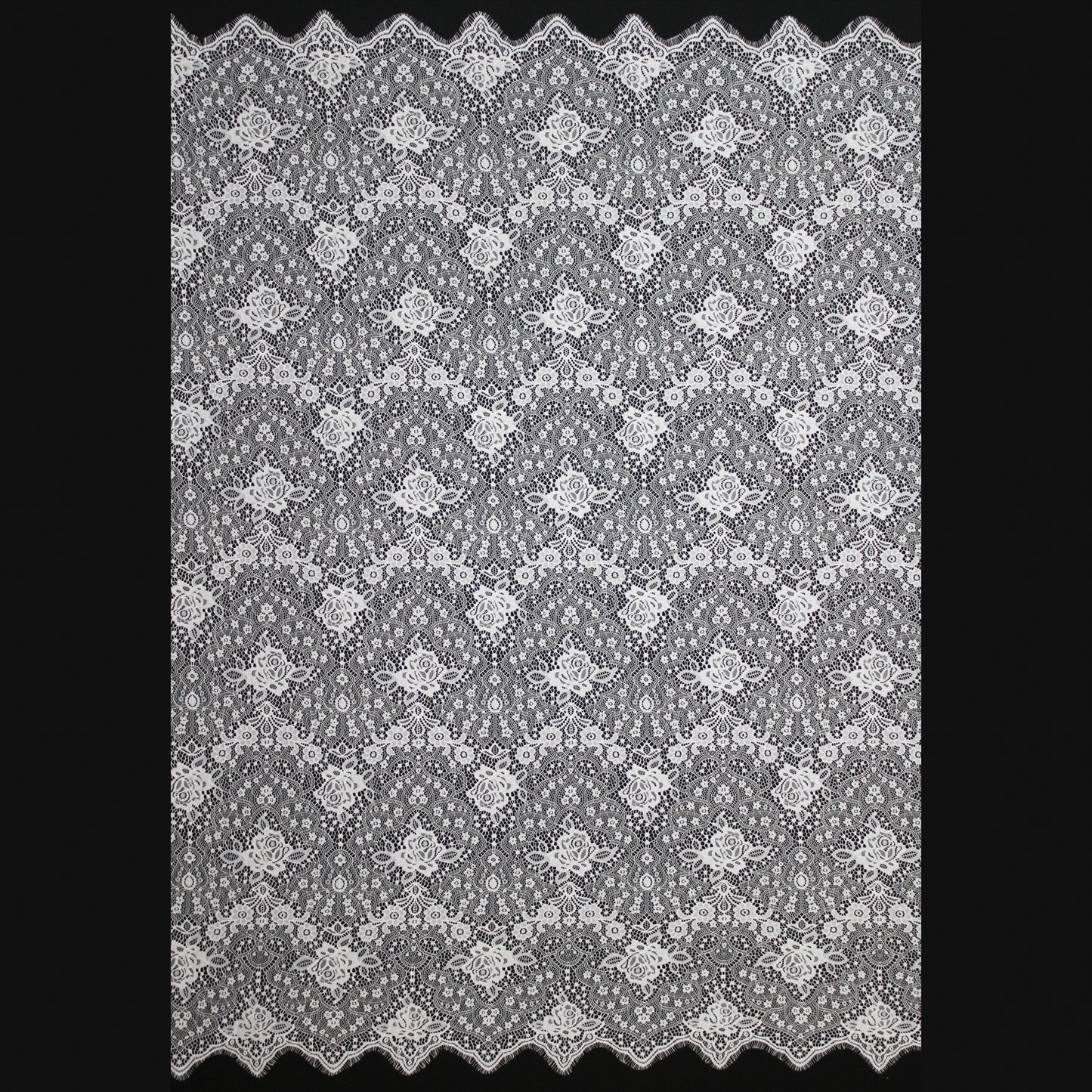 Pizzo Chantilly Filet | Motivo Astratto Naturale e Rose | H 140 cm | FW2997
