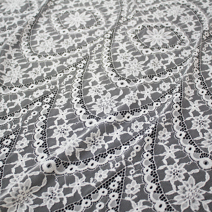 Pizzo Chantilly Filet | Motivo Geometrico ad Archi e Fiori | Doppio Smerlo | H 150 cm | FW3755
