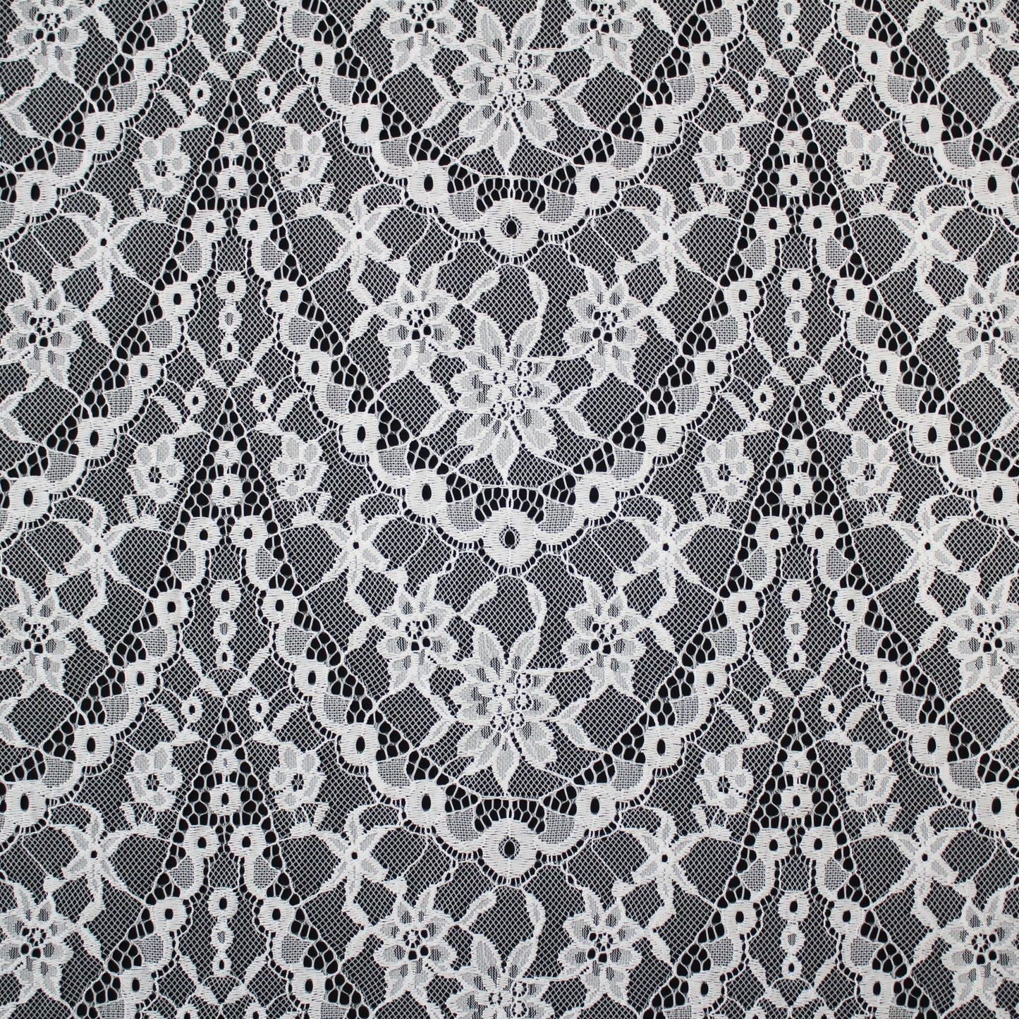 Pizzo Chantilly Filet | Motivo Geometrico ad Archi e Fiori | Doppio Smerlo | H 150 cm | FW3755