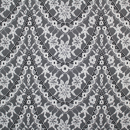 Pizzo Chantilly Filet | Motivo Geometrico ad Archi e Fiori | Doppio Smerlo | H 150 cm | FW3755