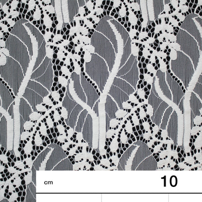 Pizzo Chantilly Filet | Ramage di Foglie a Campo Pieno | Doppio Bordo | H 140 cm | FW3506
