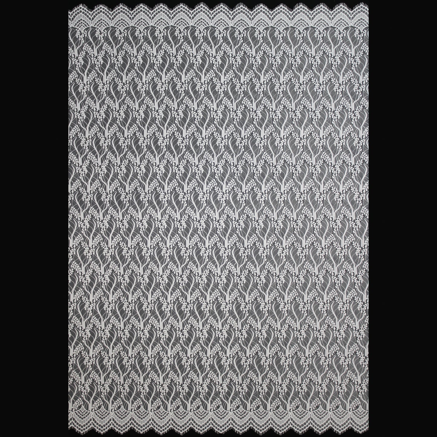 Pizzo Chantilly Filet | Ramage di Foglie a Campo Pieno | Doppio Bordo | H 140 cm | FW3506