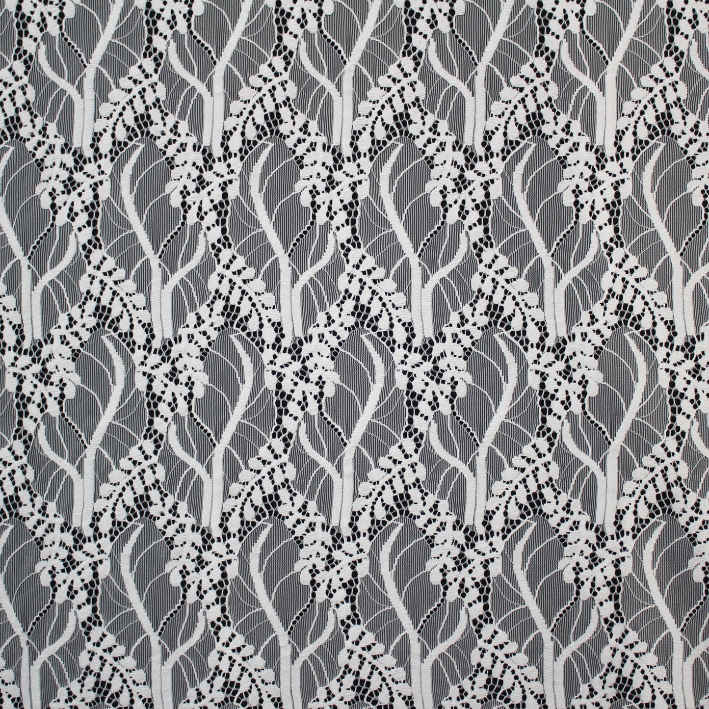 Pizzo Chantilly Filet | Ramage di Foglie a Campo Pieno | Doppio Bordo | H 140 cm | FW3506