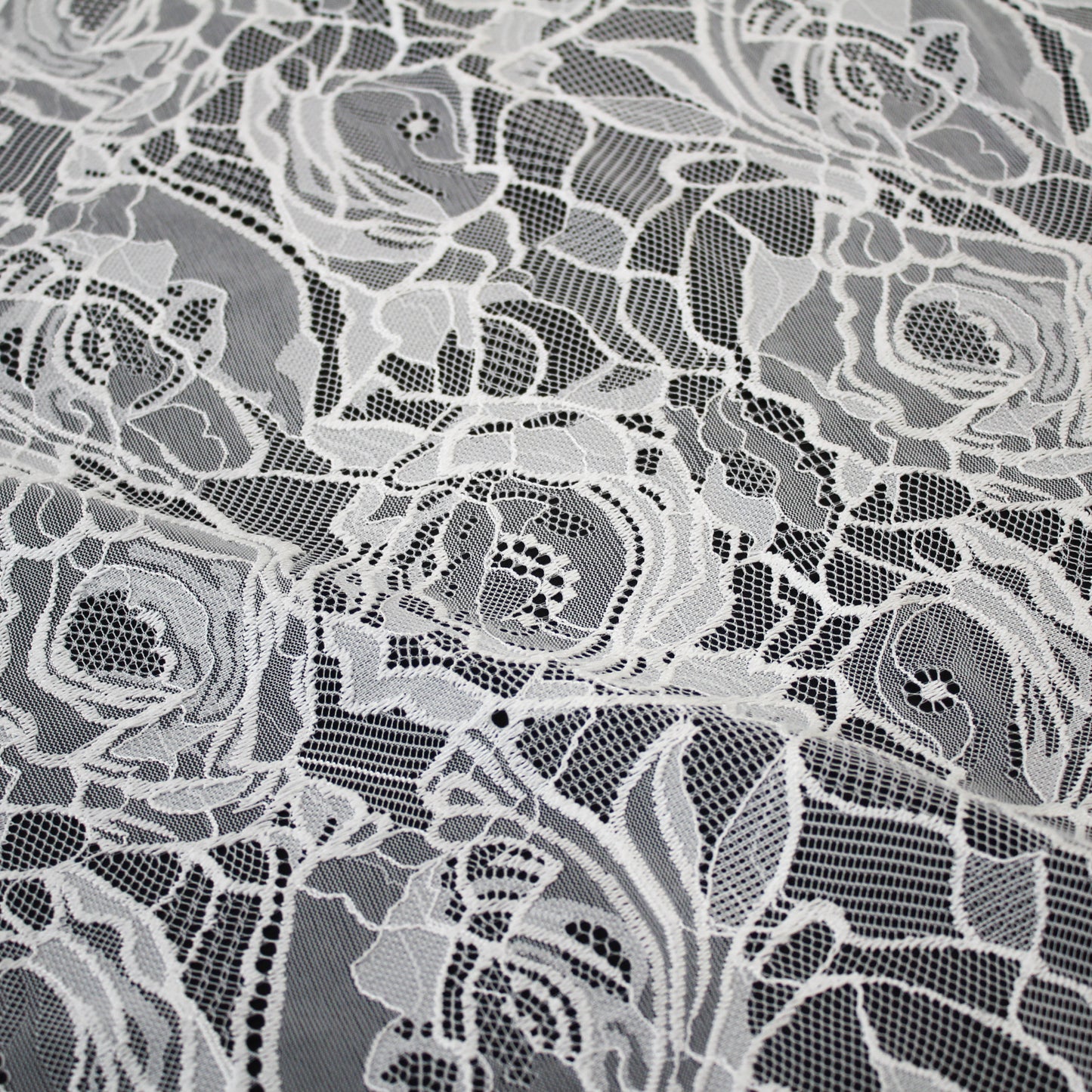 Pizzo Chantilly Filet | Rose Grandi | Doppio Smerlo | H 140 cm | FW3505