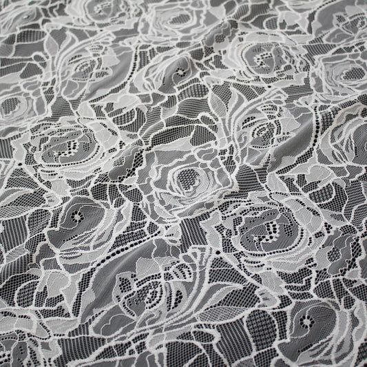 Pizzo Chantilly Filet | Rose Grandi | Doppio Smerlo | H 140 cm | FW3505
