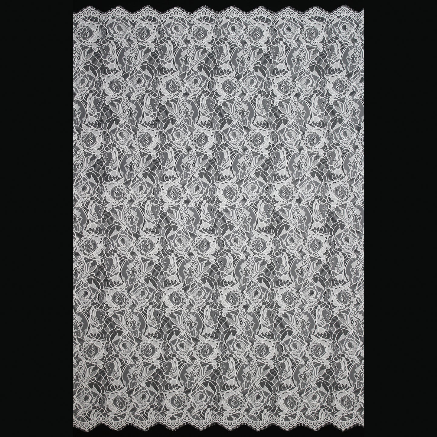 Pizzo Chantilly Filet | Rose Grandi | Doppio Smerlo | H 140 cm | FW3505