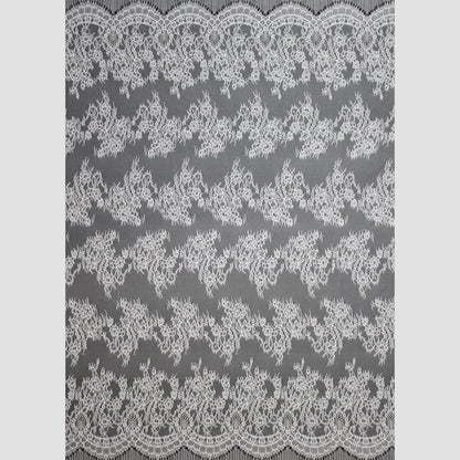 Pizzo Chantilly | Fiori a Zig Zag Orizzontale | Doppio Bordo Medio-Alto | H 150 cm | FW853