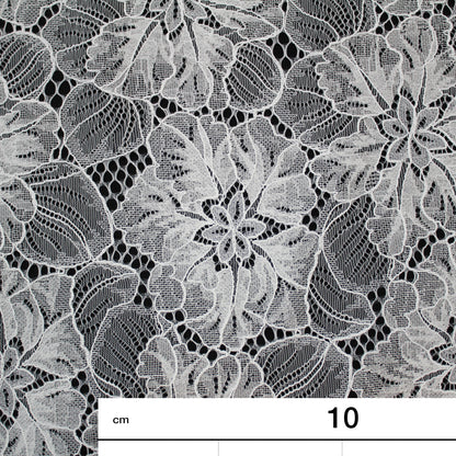 Pizzo Chantilly | Fiori Grandi a Campo | Doppio Smerlo | H 140 cm | FW3694