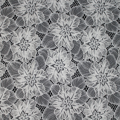 Pizzo Chantilly | Fiori Grandi a Campo | Doppio Smerlo | H 140 cm | FW3694