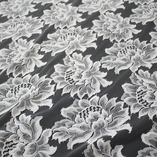 Pizzo Chantilly | Fiori Grandi | Doppio Smerlo | H 150 cm | FW4279