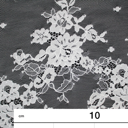 Pizzo Chantilly | Fiori Piccoli a Zig Zag Orizzontale | Doppio Smerlo | H 140 cm | FW586