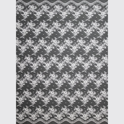 Pizzo Chantilly | Fiori Piccoli a Zig Zag Orizzontale | Doppio Smerlo | H 140 cm | FW586