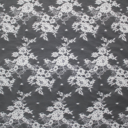 Pizzo Chantilly | Fiori Piccoli a Zig Zag Orizzontale | Doppio Smerlo | H 140 cm | FW586