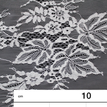 Pizzo Chantilly | Foglie e Fiori a Campo Pieno | Senza Bordo | H 140 cm | FW2609