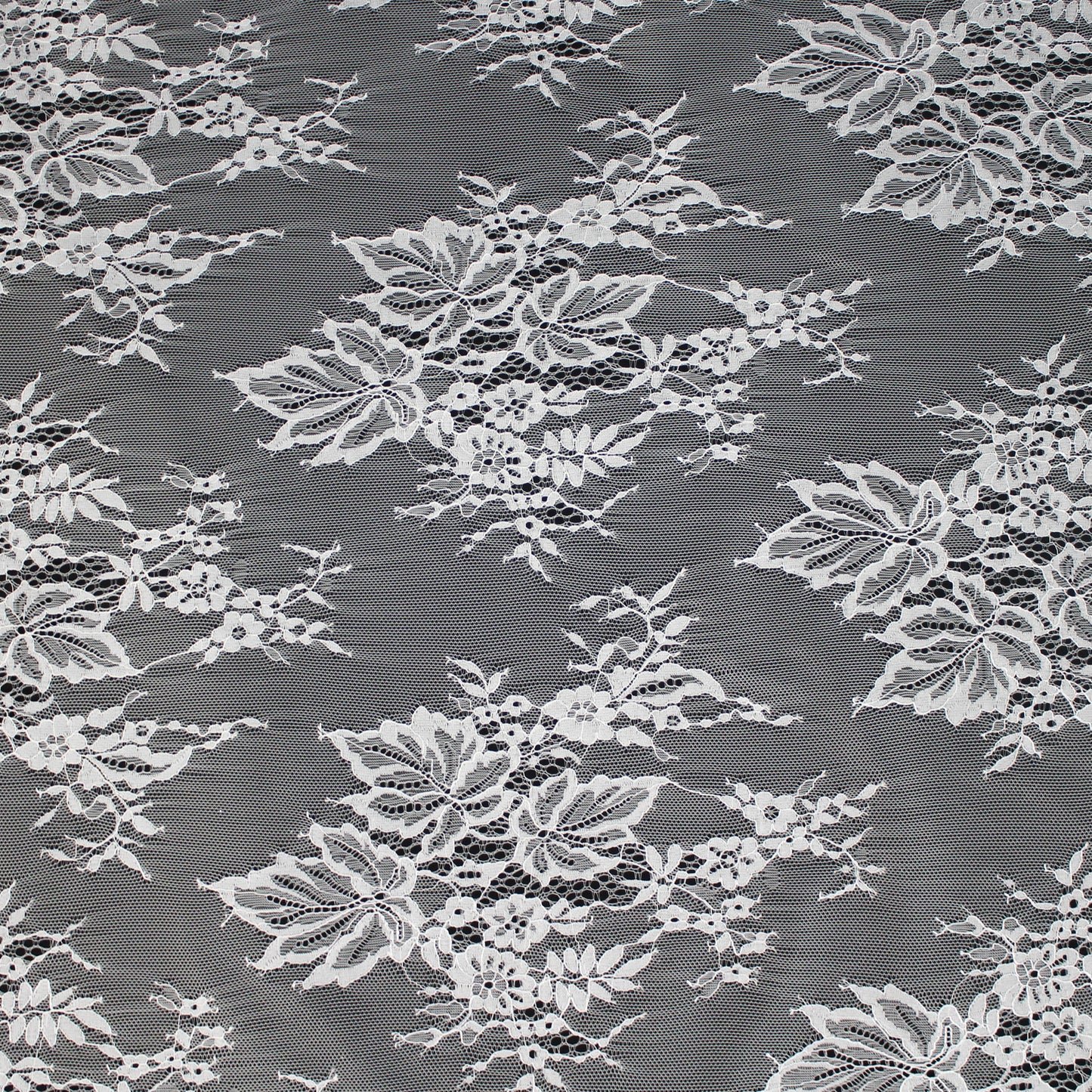 Pizzo Chantilly | Foglie e Fiori a Campo Pieno | Senza Bordo | H 140 cm | FW2609