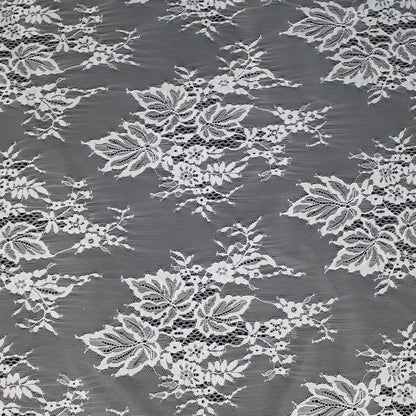 Pizzo Chantilly | Foglie e Fiori a Campo Pieno | Senza Bordo | H 140 cm | FW2609