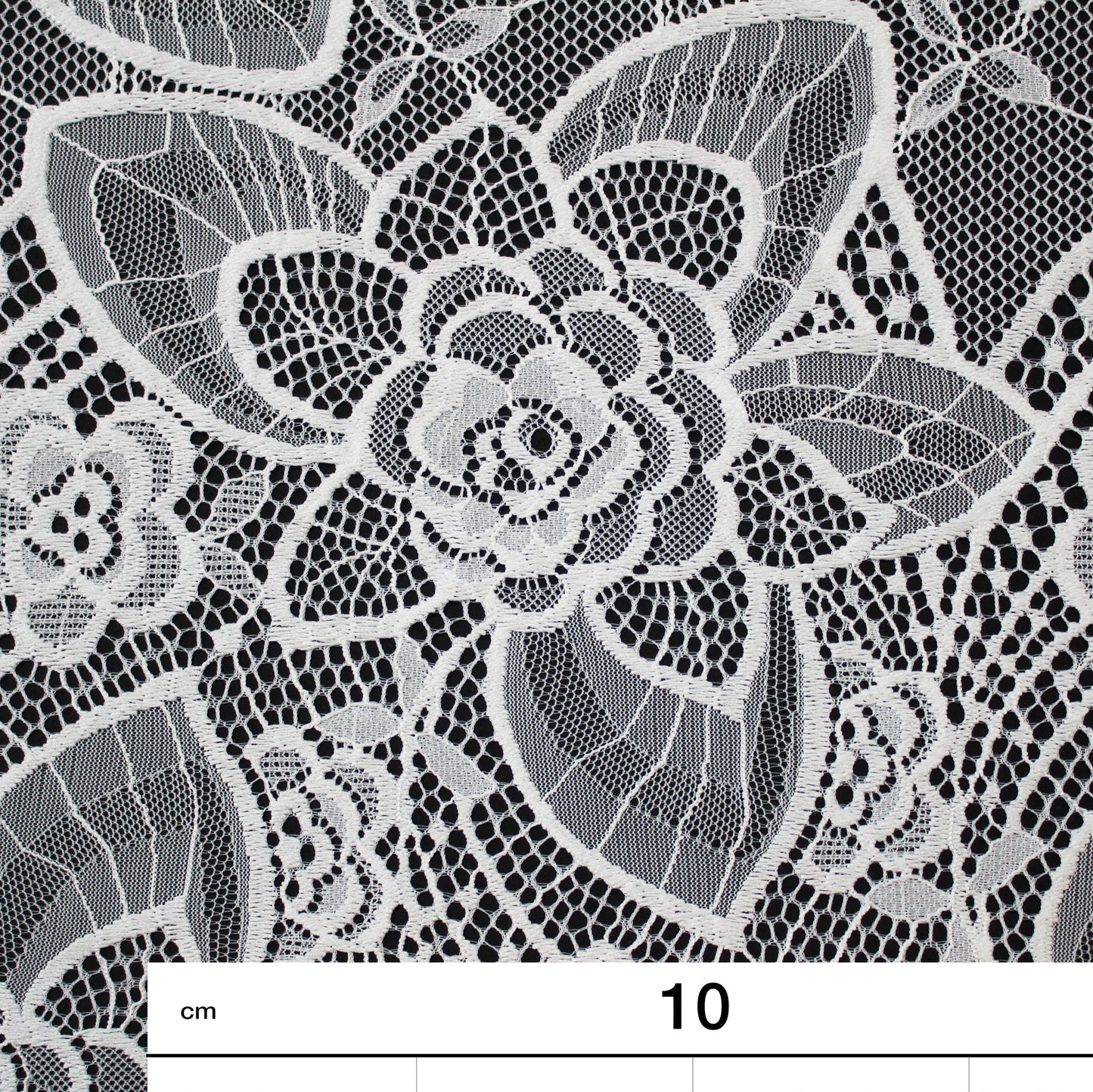 Pizzo Chantilly | Foglie e Fiori Grandi e Piccoli | Doppio Bordo | H 140 cm | FW3510
