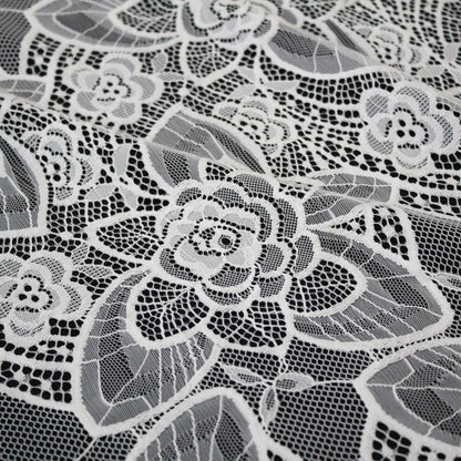 Pizzo Chantilly | Foglie e Fiori Grandi e Piccoli | Doppio Bordo | H 140 cm | FW3510