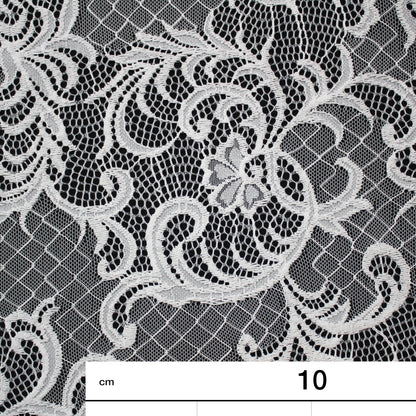 Pizzo Chantilly | Intreccio di Foglie e Ricamo Effetto Rete | Doppio Smerlo | H 140 cm | FW3507
