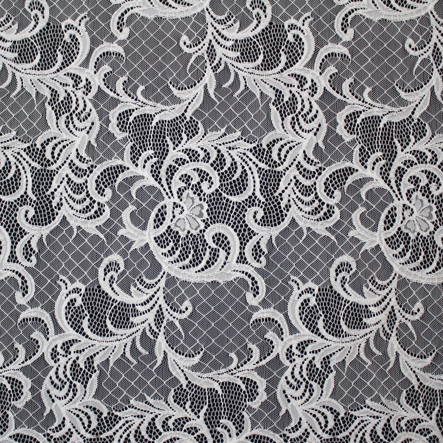 Pizzo Chantilly | Intreccio di Foglie e Ricamo Effetto Rete | Doppio Smerlo | H 140 cm | FW3507