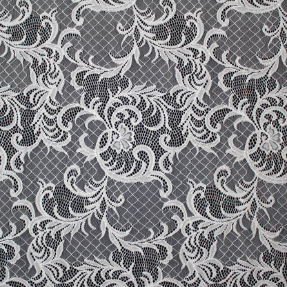Pizzo Chantilly | Intreccio di Foglie e Ricamo Effetto Rete | Doppio Smerlo | H 140 cm | FW3507