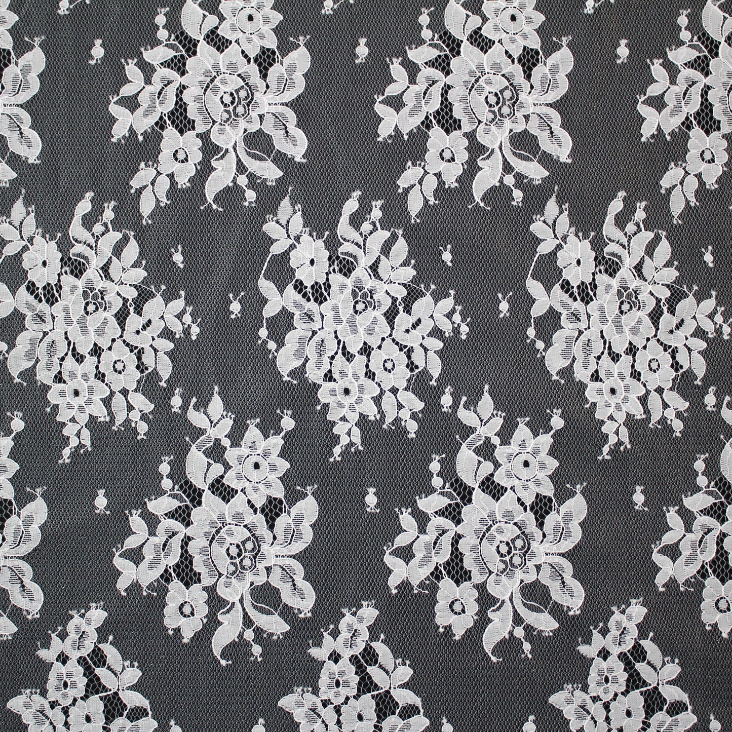 Pizzo Chantilly Lurex | Mazzi di Fiori Sparsi | Doppio Bordo Floreale Alto | H 150 cm | FW3884
