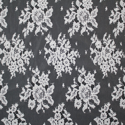 Pizzo Chantilly Lurex | Mazzi di Fiori Sparsi | Doppio Bordo Floreale Alto | H 150 cm | FW3884