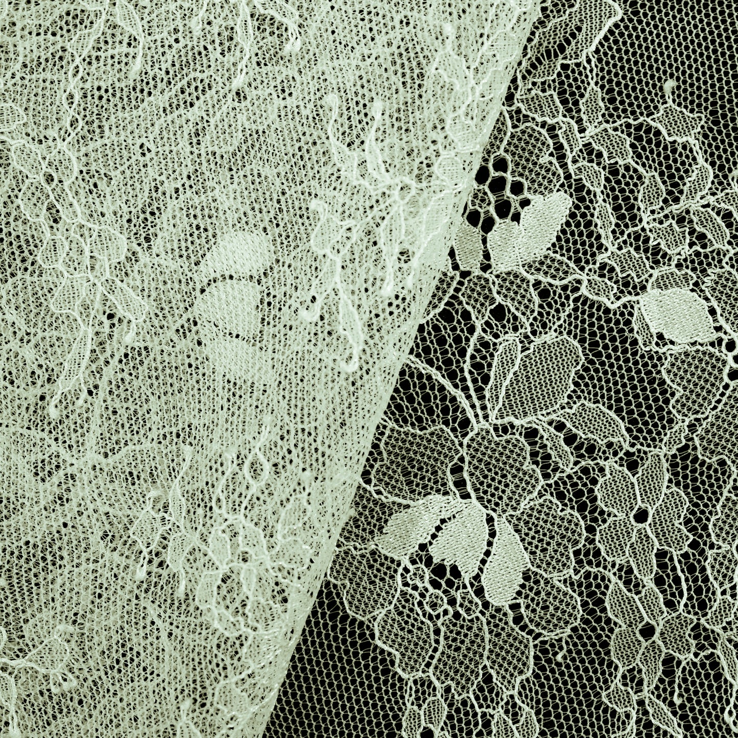 Pizzo Chantilly | Mazzi di Fiori Sparsi | Doppio Bordo Alto con Fiori e Paisley | H 130 cm | FW2969