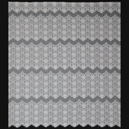 Pizzo Chantilly | Motivo Arabesco a Bande Larghe Orizzontali | Smerlo | H 130 cm | FW3947